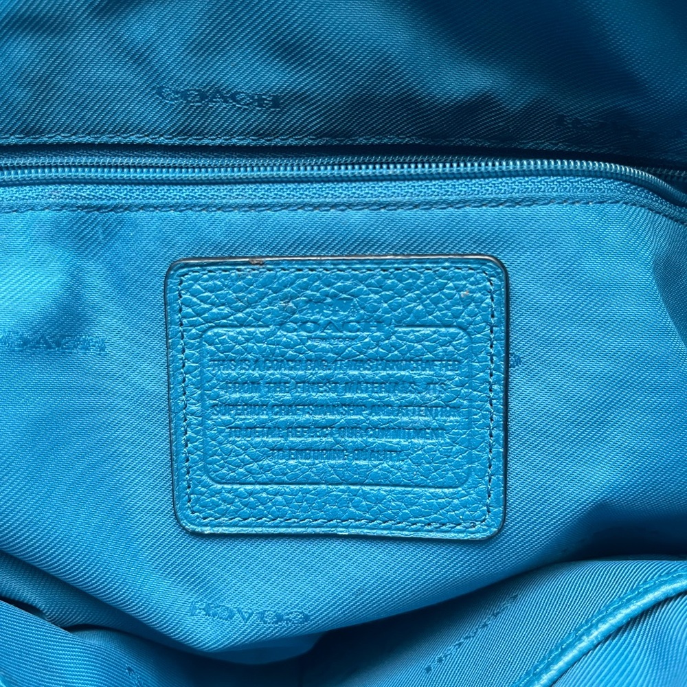 Coach Blue Pebbled Leather Hobo Shoulder Bag - Picture 7 of 7